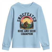 Funny Bigfoot And Alien Gift Youth Sweatshirt Undefeated Hide And Seek Champion - Wonder Print Shop