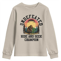Funny Bigfoot And Alien Gift Youth Sweatshirt Undefeated Hide And Seek Champion - Wonder Print Shop