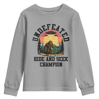 Funny Bigfoot And Alien Gift Youth Sweatshirt Undefeated Hide And Seek Champion - Wonder Print Shop