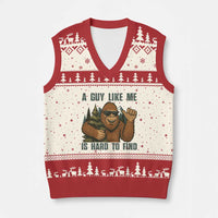 Funny Bigfoot Gift V-Neck Knit Sweater Vest A Guy Like Me Is Hard To Find - Wonder Print Shop