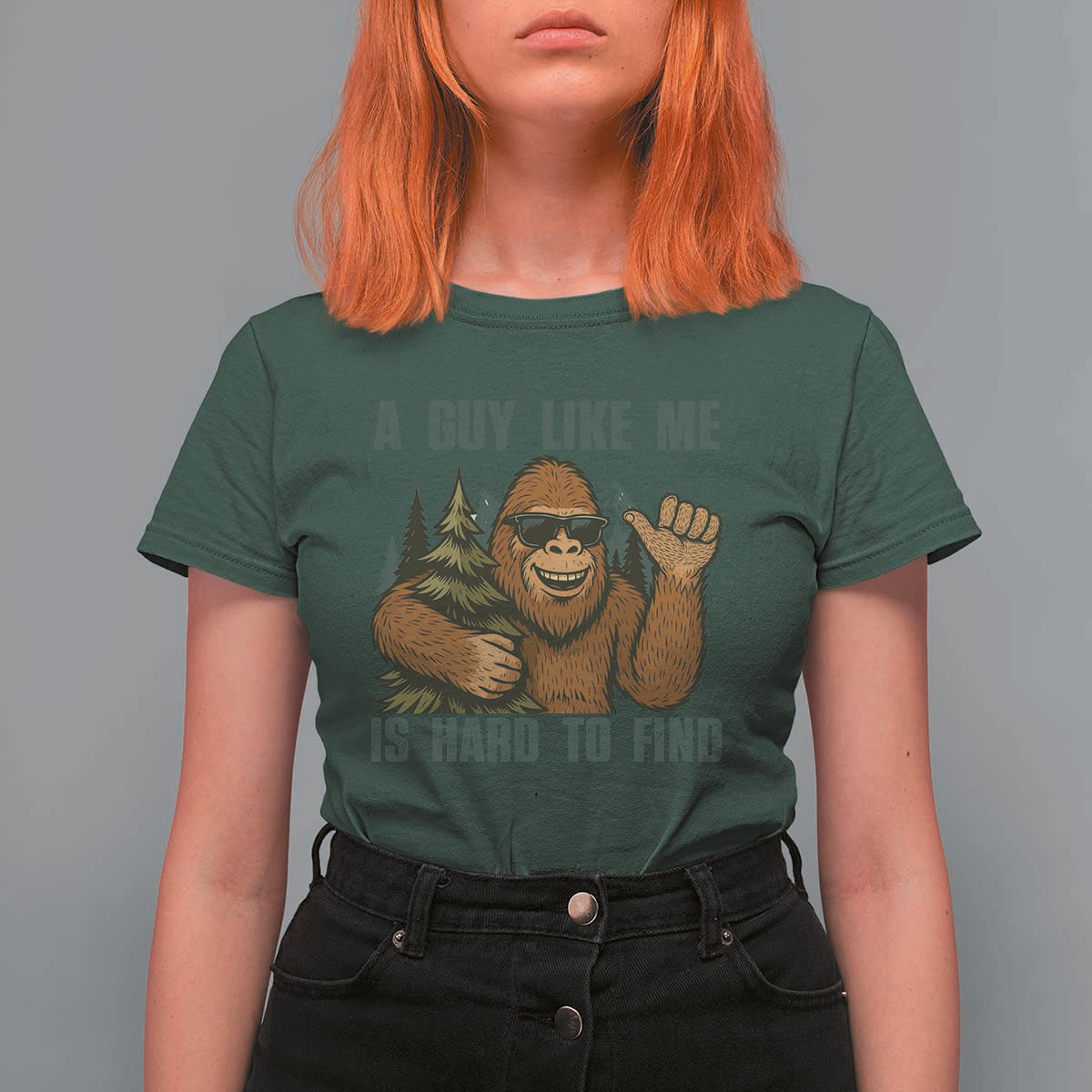 Funny Bigfoot Gift T Shirt For Women A Guy Like Me Is Hard To Find - Wonder Print Shop