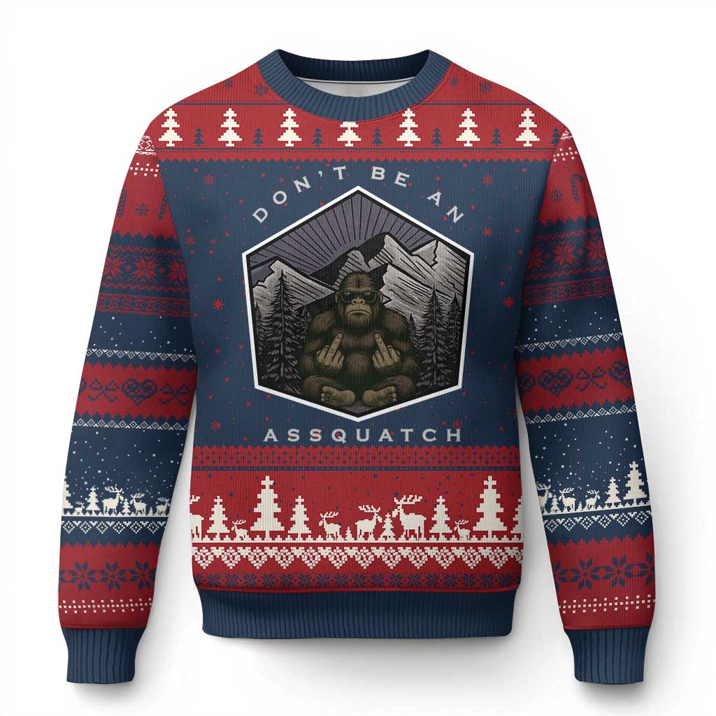 Bigfoot Lover Gift Ugly Christmas Sweater Do Not Be An Assquatch - Wonder Print Shop
