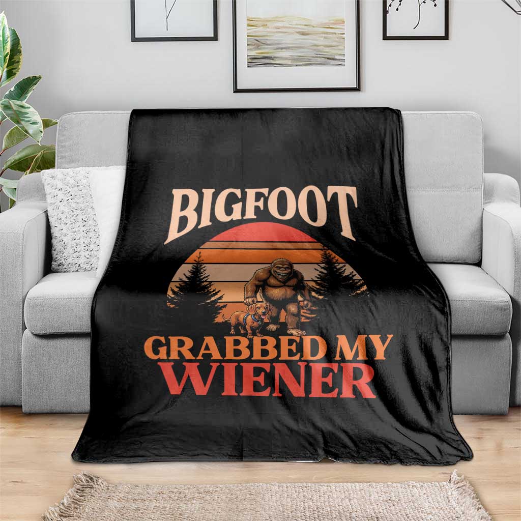 Bigfoot Grabbed My Wiener Throw Blanket Funny Dachshund Lover Gift - Wonder Print Shop