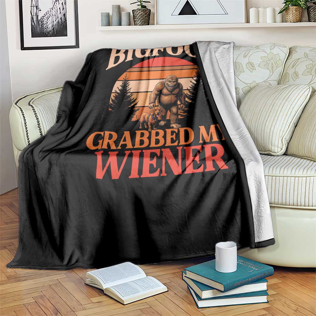 Bigfoot Grabbed My Wiener Throw Blanket Funny Dachshund Lover Gift - Wonder Print Shop