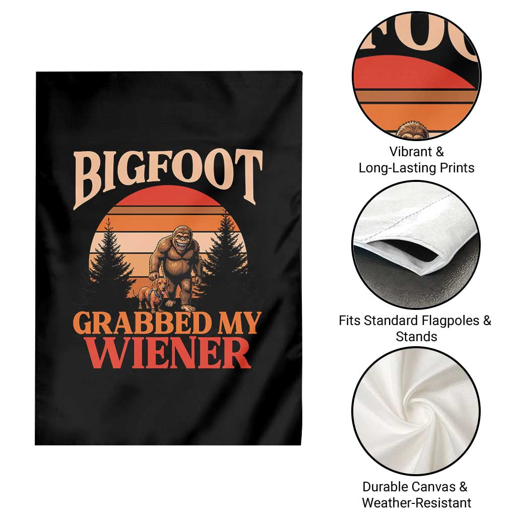 Bigfoot Grabbed My Wiener Garden Flag Funny Dachshund Lover Gift - Wonder Print Shop