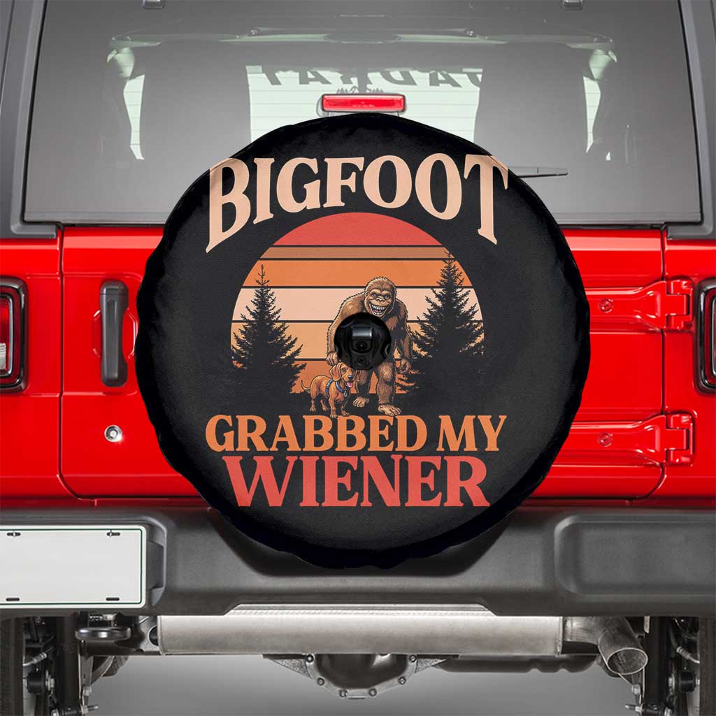 Bigfoot Grabbed My Wiener Spare Tire Cover Funny Dachshund Lover Gift - Wonder Print Shop