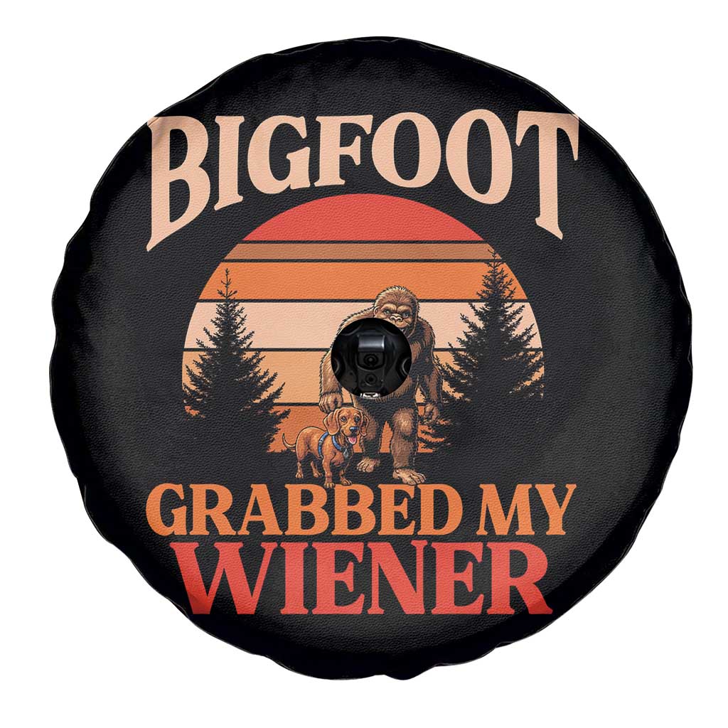 Bigfoot Grabbed My Wiener Spare Tire Cover Funny Dachshund Lover Gift - Wonder Print Shop