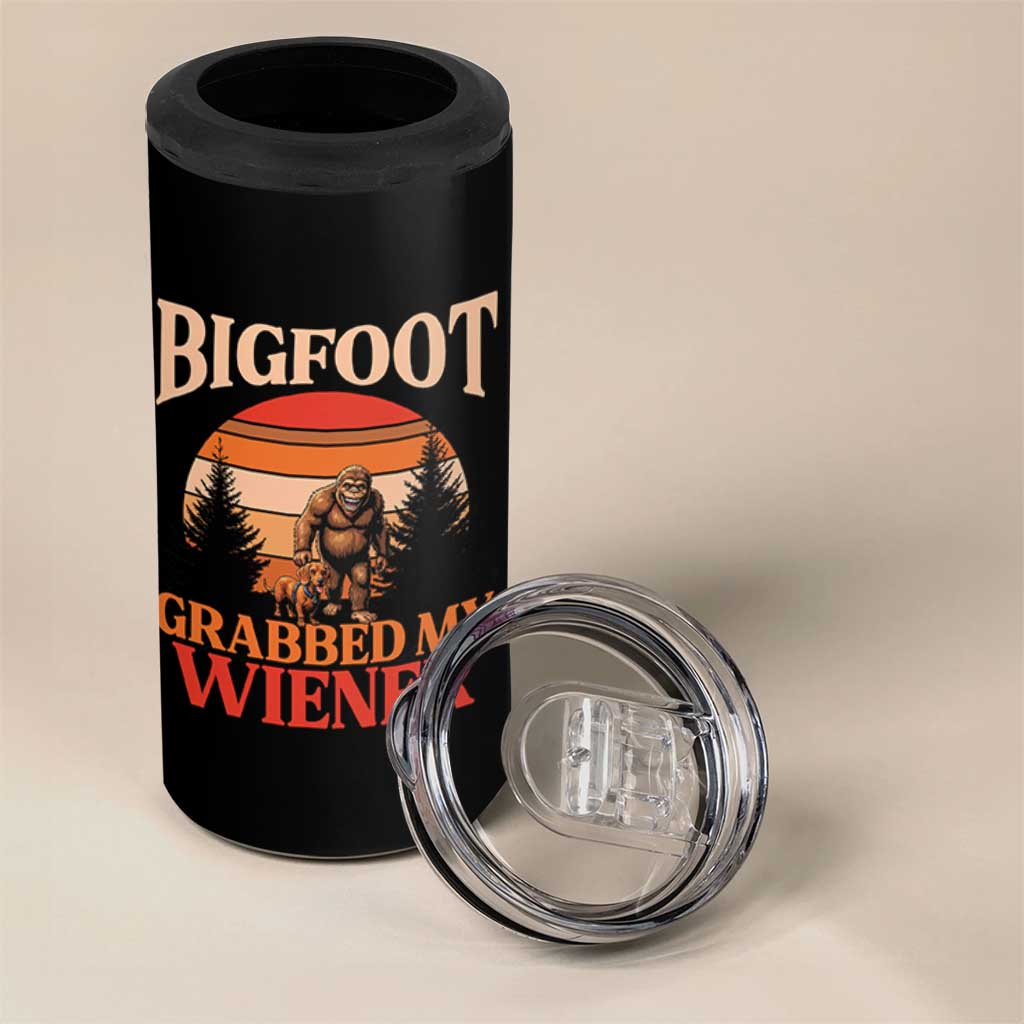 Bigfoot Grabbed My Wiener 4 in 1 Can Cooler Tumbler Funny Dachshund Lover Gift