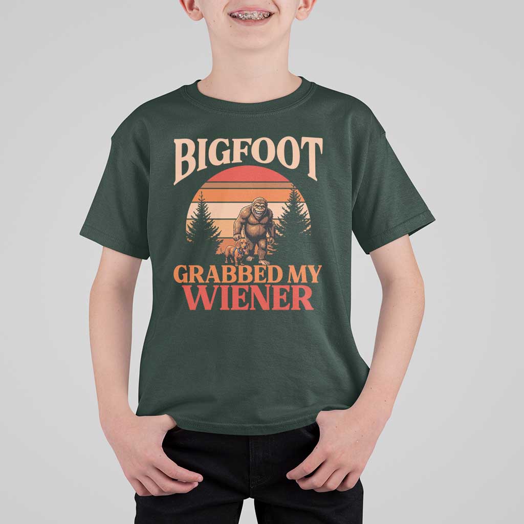 Bigfoot Grabbed My Wiener T Shirt For Kid Funny Dachshund Lover Gift - Wonder Print Shop