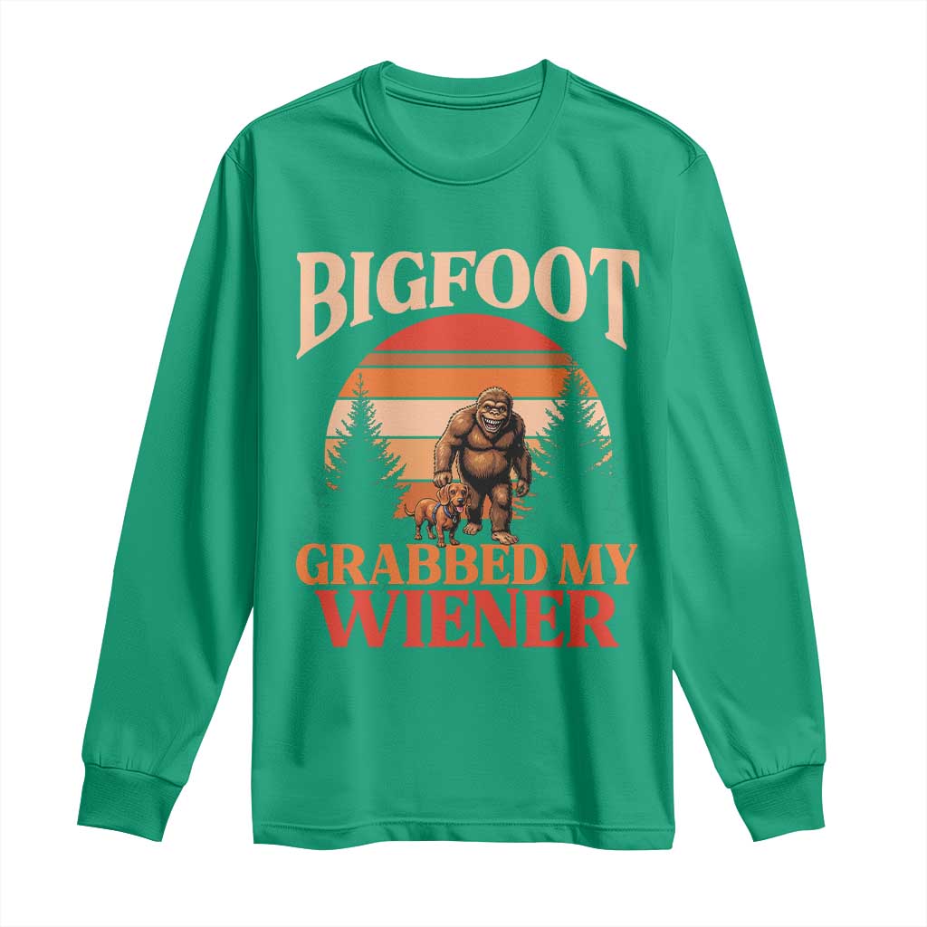 Bigfoot Grabbed My Wiener Long Sleeve Shirt Funny Dachshund Lover Gift - Wonder Print Shop