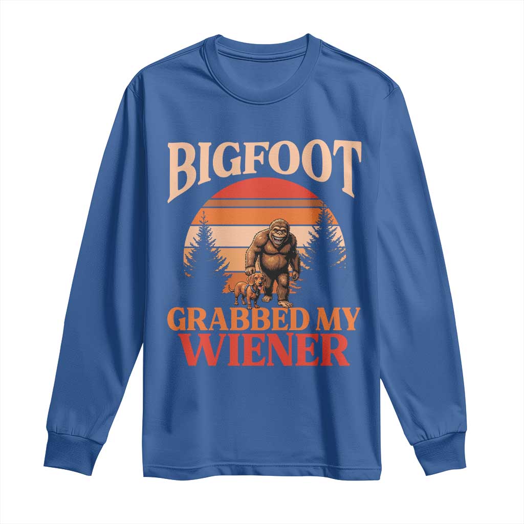Bigfoot Grabbed My Wiener Long Sleeve Shirt Funny Dachshund Lover Gift - Wonder Print Shop
