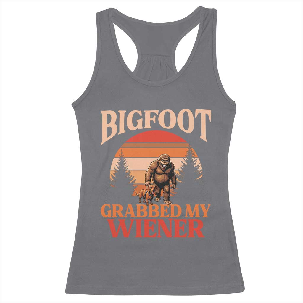 Bigfoot Grabbed My Wiener Racerback Tank Top Funny Dachshund Lover Gift - Wonder Print Shop