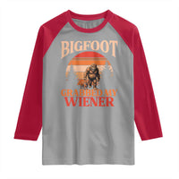 Bigfoot Grabbed My Wiener Raglan Shirt Funny Dachshund Lover Gift - Wonder Print Shop