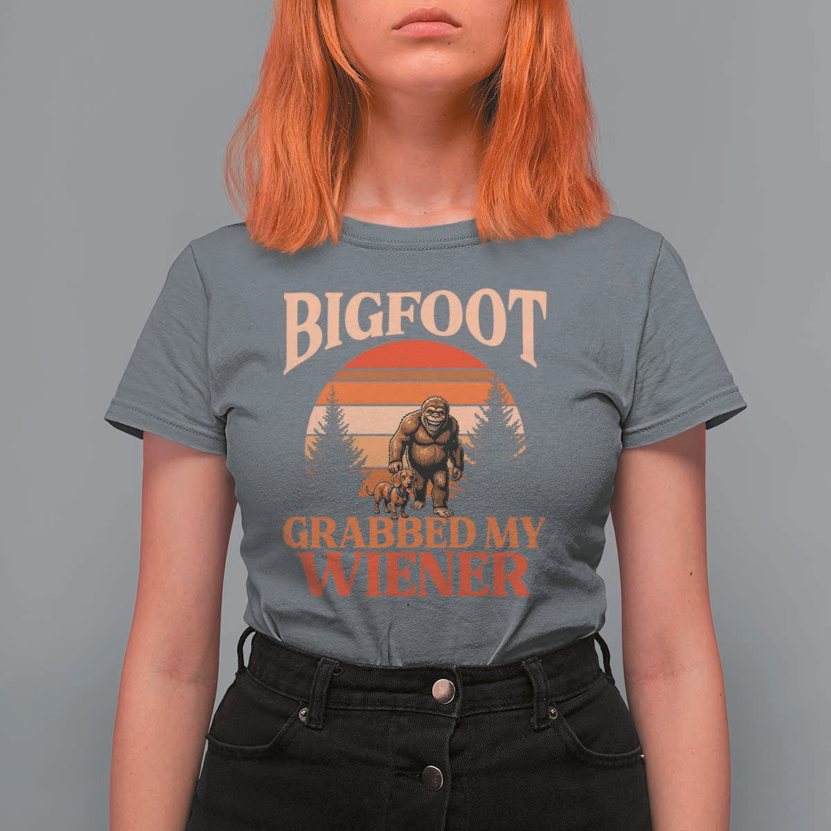 Bigfoot Grabbed My Wiener T Shirt For Women Funny Dachshund Lover Gift - Wonder Print Shop