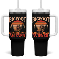 Bigfoot Grabbed My Wiener Tumbler With Handle Funny Dachshund Lover Gift