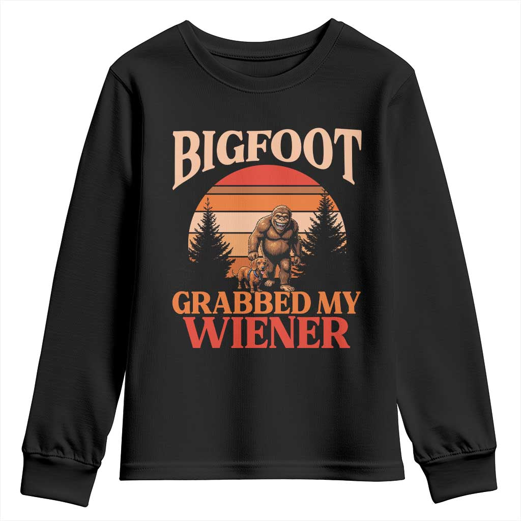 Bigfoot Grabbed My Wiener Youth Sweatshirt Funny Dachshund Lover Gift - Wonder Print Shop
