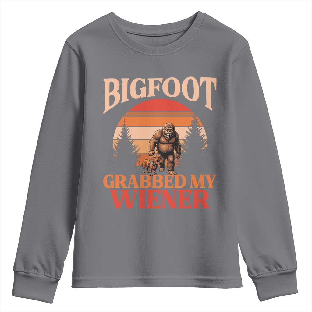 Bigfoot Grabbed My Wiener Youth Sweatshirt Funny Dachshund Lover Gift - Wonder Print Shop