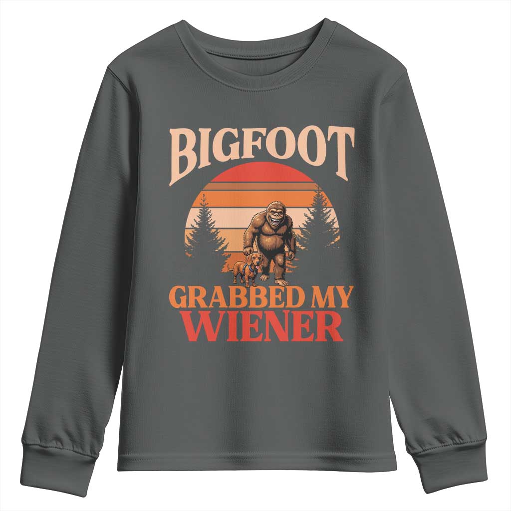 Bigfoot Grabbed My Wiener Youth Sweatshirt Funny Dachshund Lover Gift - Wonder Print Shop