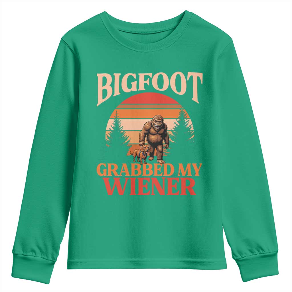 Bigfoot Grabbed My Wiener Youth Sweatshirt Funny Dachshund Lover Gift - Wonder Print Shop