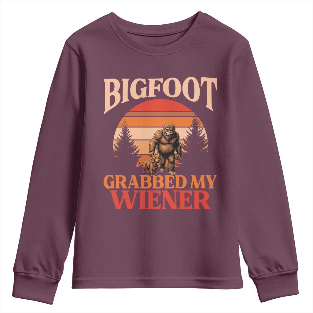 Bigfoot Grabbed My Wiener Youth Sweatshirt Funny Dachshund Lover Gift - Wonder Print Shop