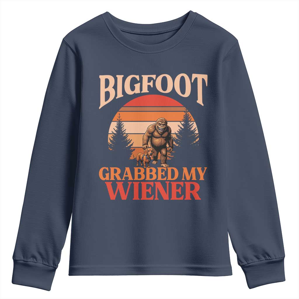 Bigfoot Grabbed My Wiener Youth Sweatshirt Funny Dachshund Lover Gift - Wonder Print Shop