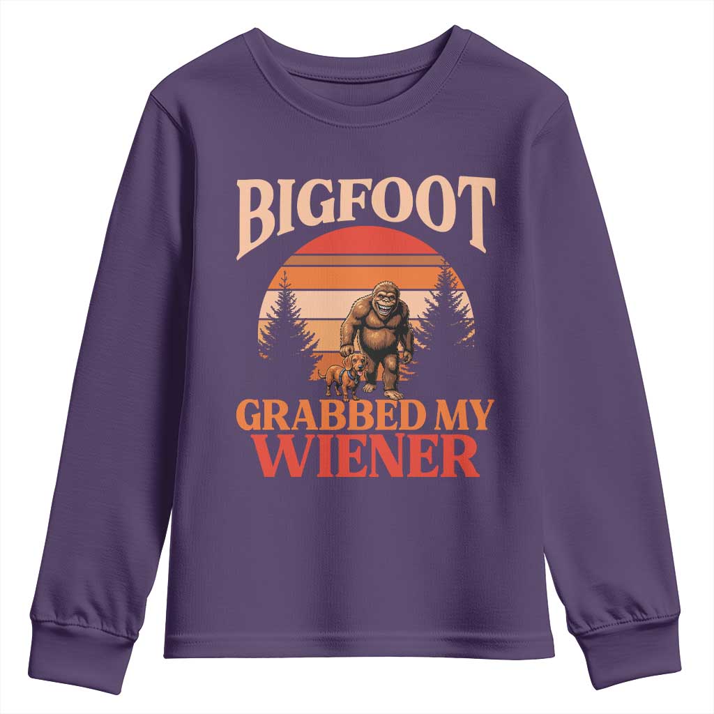 Bigfoot Grabbed My Wiener Youth Sweatshirt Funny Dachshund Lover Gift - Wonder Print Shop