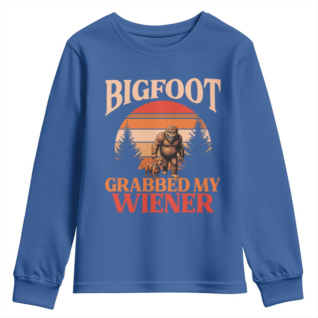 Bigfoot Grabbed My Wiener Youth Sweatshirt Funny Dachshund Lover Gift - Wonder Print Shop