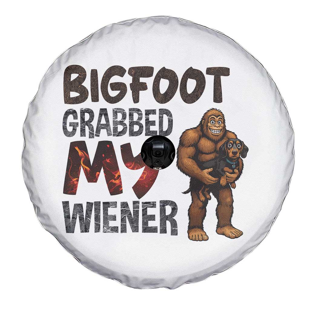 Bigfoot Grabbed My Wiener Spare Tire Cover Funny Dog Lover Gift - Wonder Print Shop