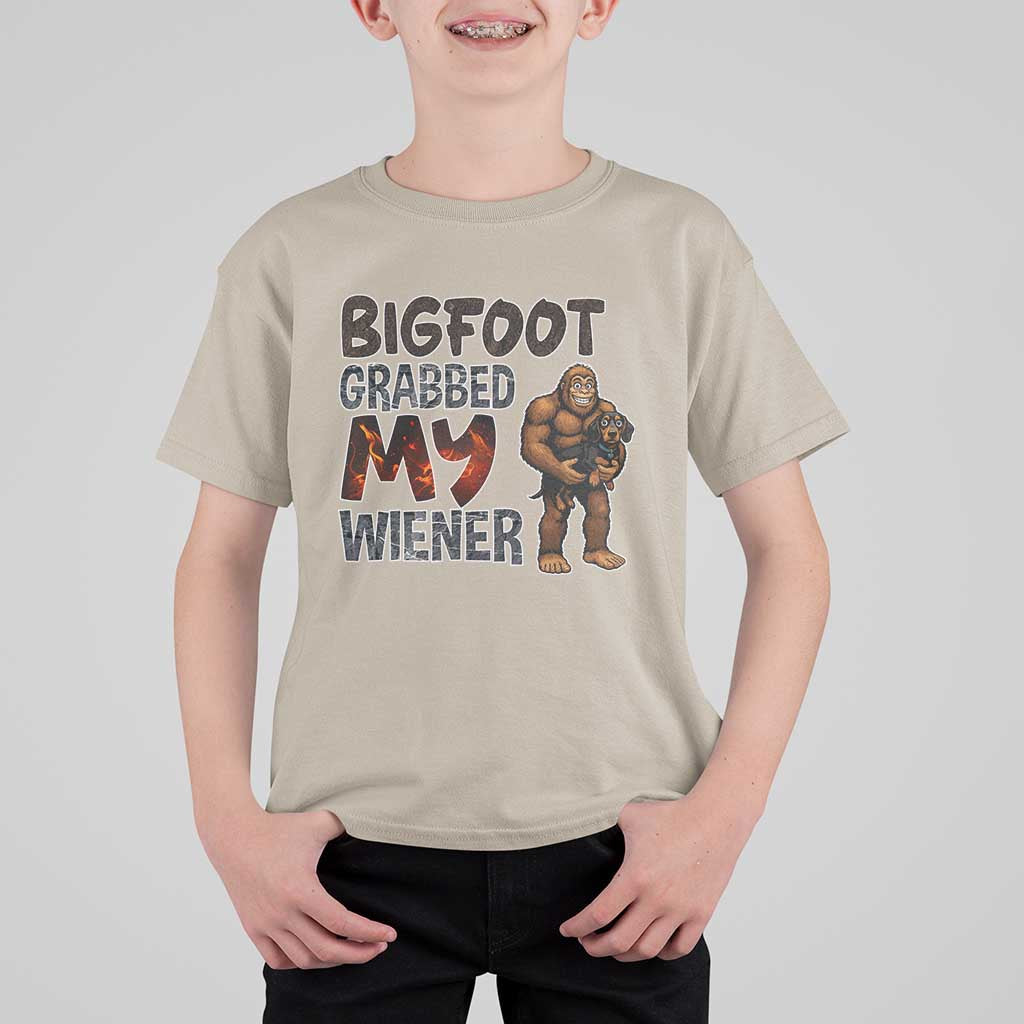 Bigfoot Grabbed My Wiener T Shirt For Kid Funny Dog Lover Gift - Wonder Print Shop