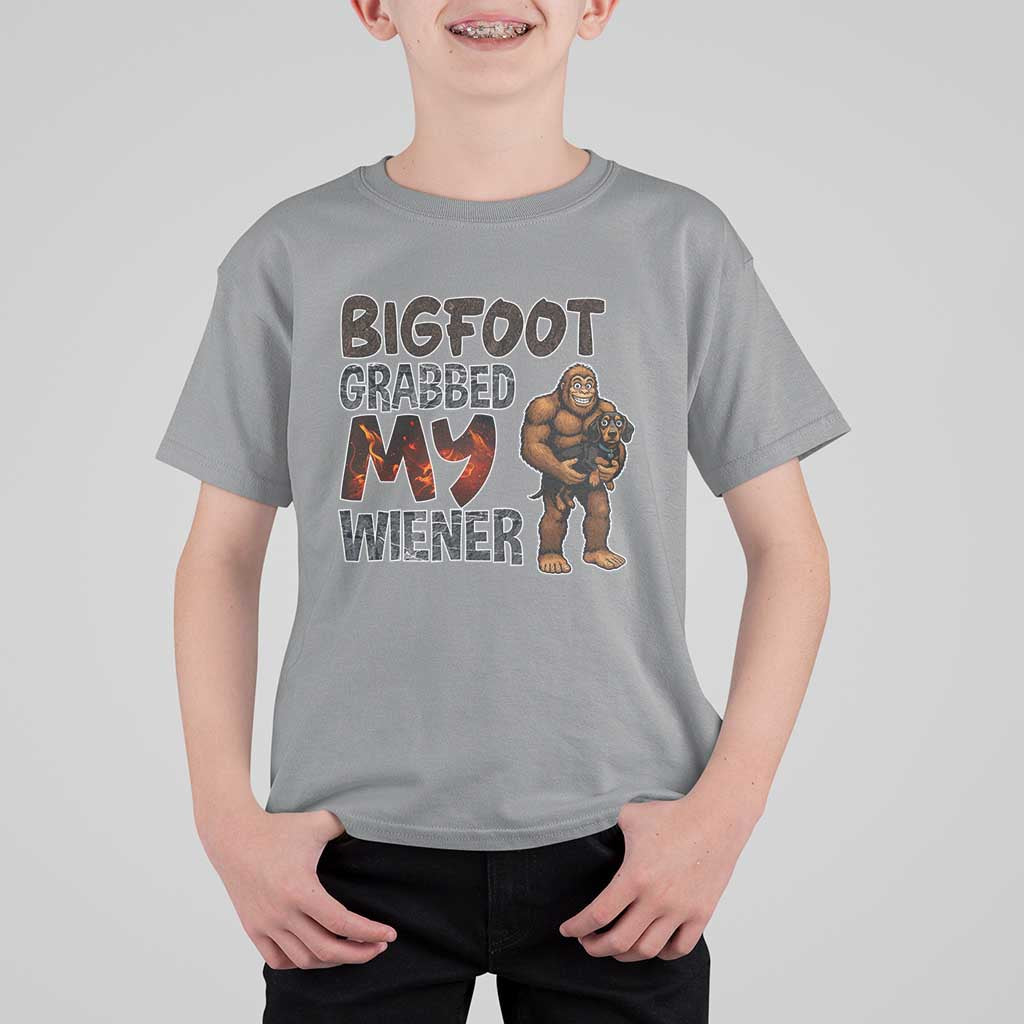 Bigfoot Grabbed My Wiener T Shirt For Kid Funny Dog Lover Gift - Wonder Print Shop