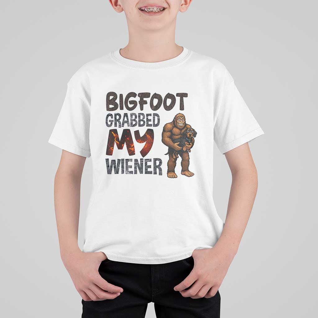 Bigfoot Grabbed My Wiener T Shirt For Kid Funny Dog Lover Gift - Wonder Print Shop