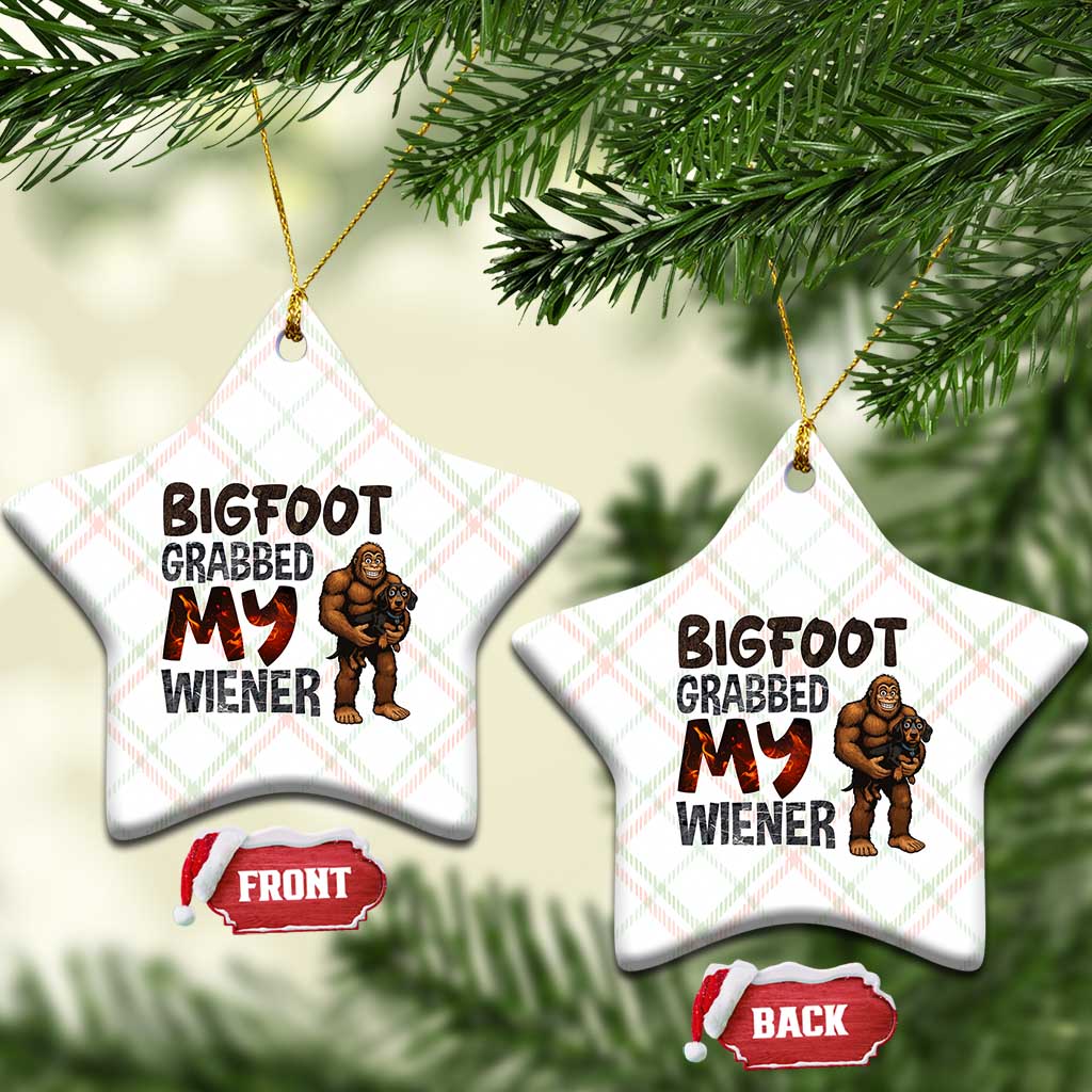 Bigfoot Grabbed My Wiener Ceramic Ornament Funny Dog Lover Gift - Wonder Print Shop