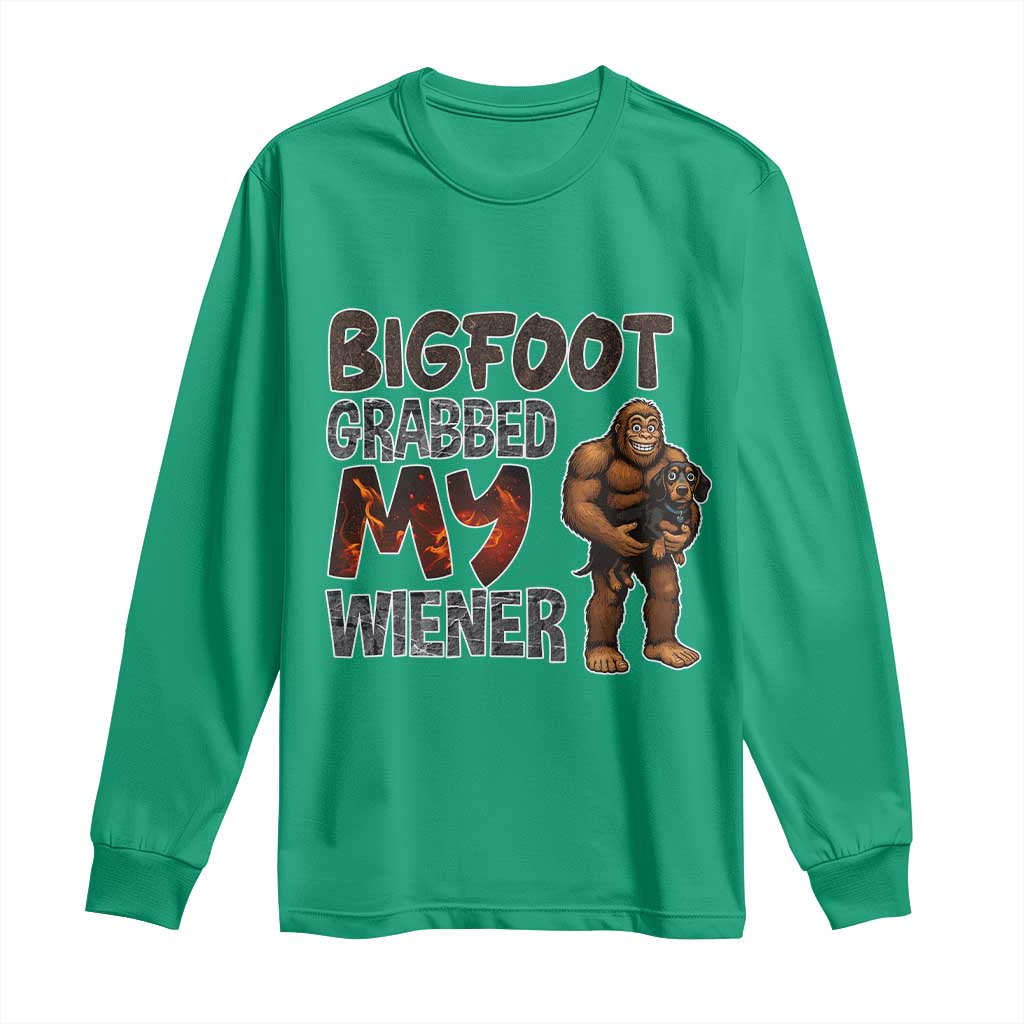 Bigfoot Grabbed My Wiener Long Sleeve Shirt Funny Dog Lover Gift - Wonder Print Shop