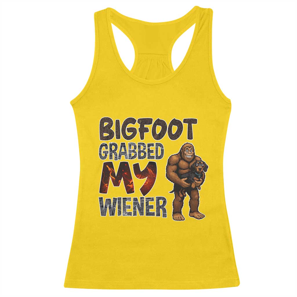 Bigfoot Grabbed My Wiener Racerback Tank Top Funny Dog Lover Gift - Wonder Print Shop