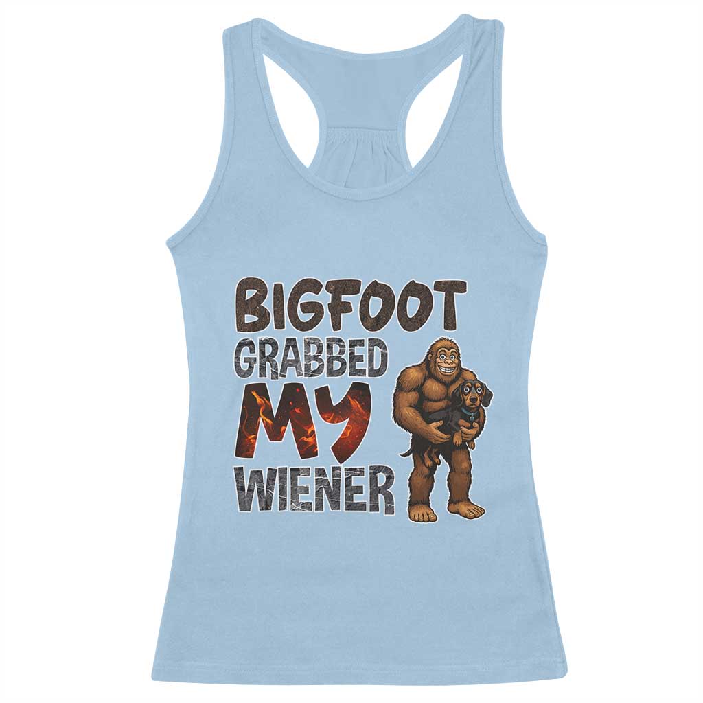 Bigfoot Grabbed My Wiener Racerback Tank Top Funny Dog Lover Gift - Wonder Print Shop
