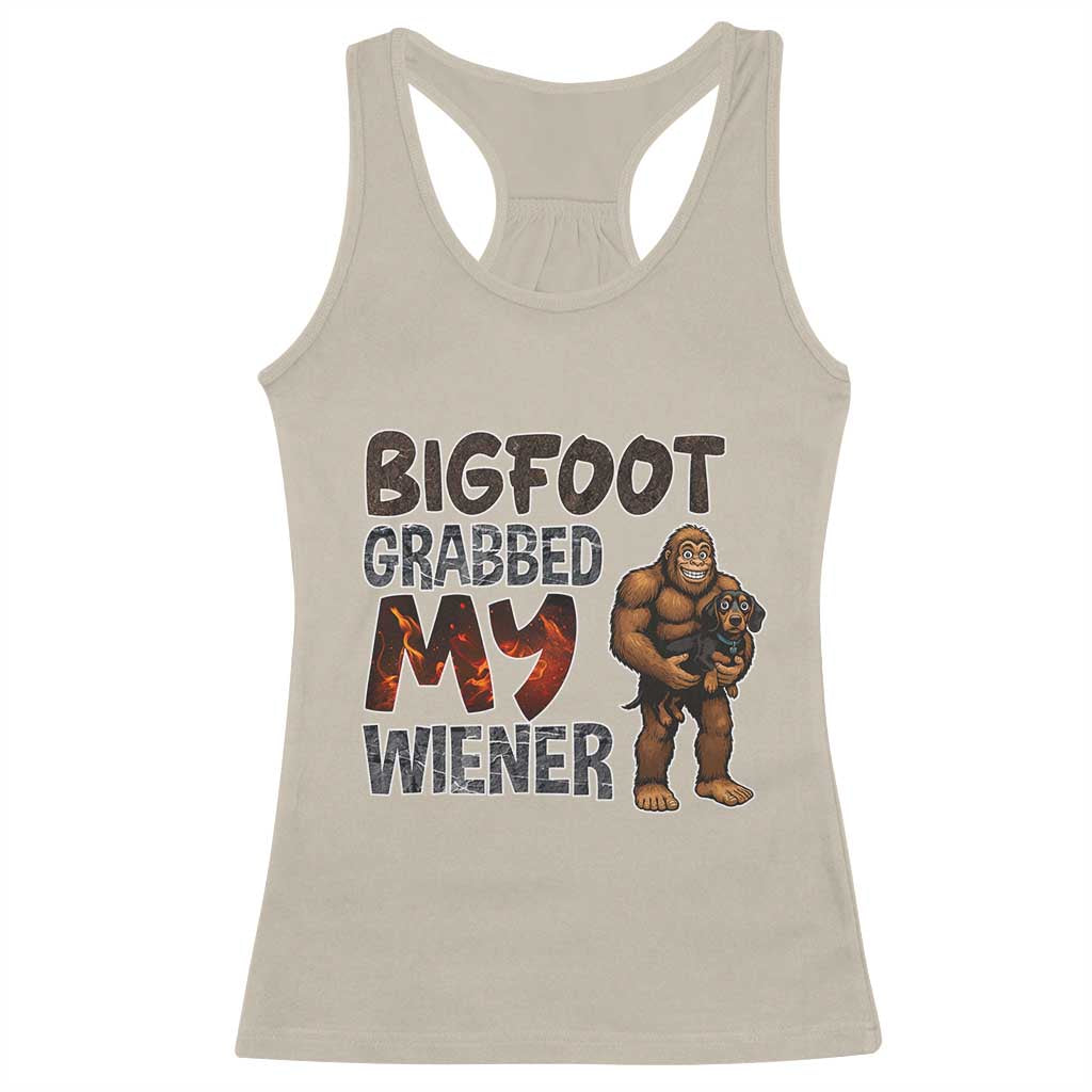 Bigfoot Grabbed My Wiener Racerback Tank Top Funny Dog Lover Gift - Wonder Print Shop