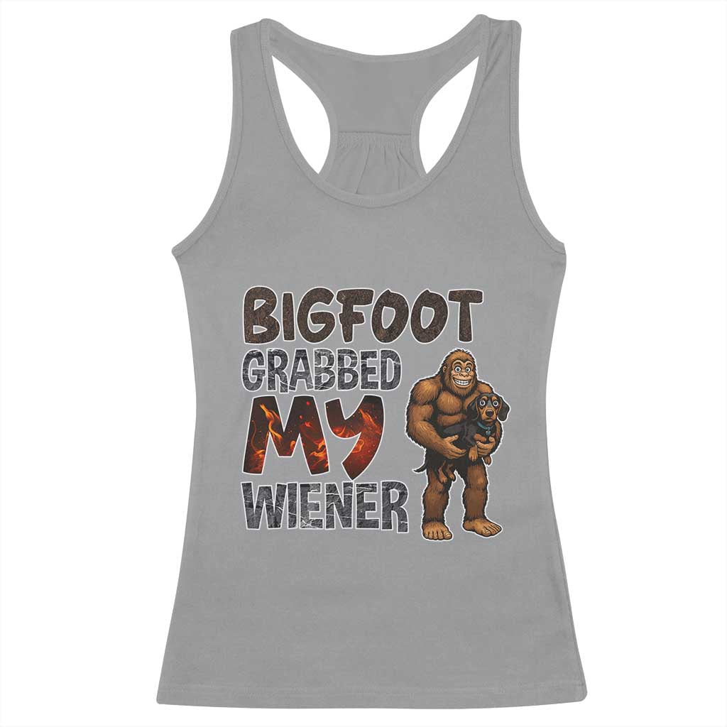 Bigfoot Grabbed My Wiener Racerback Tank Top Funny Dog Lover Gift - Wonder Print Shop