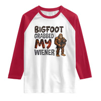Bigfoot Grabbed My Wiener Raglan Shirt Funny Dog Lover Gift - Wonder Print Shop