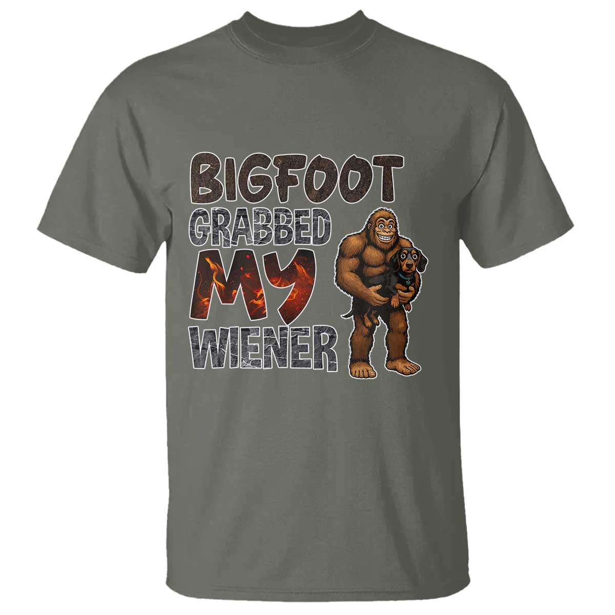 Bigfoot Grabbed My Wiener T Shirt Funny Dog Lover Gift - Wonder Print Shop