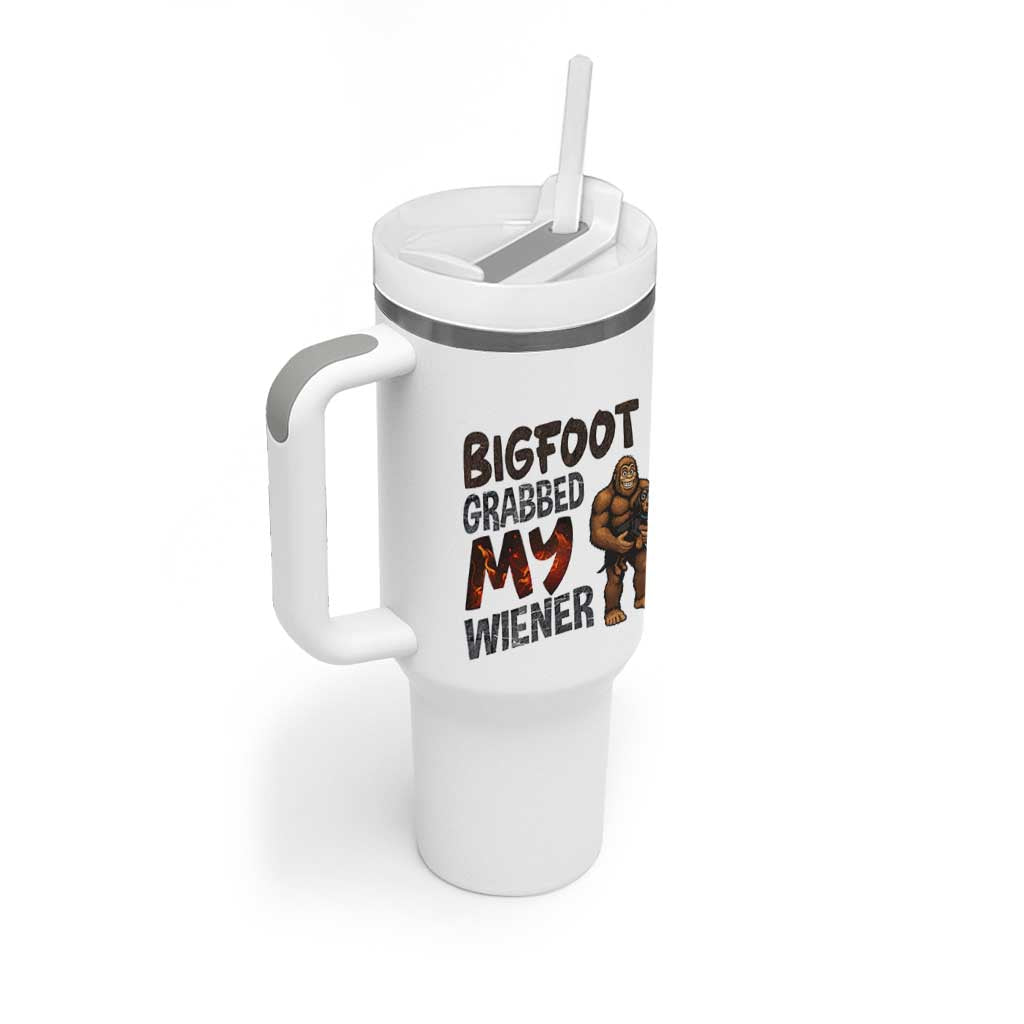 Bigfoot Grabbed My Wiener Tumbler With Handle Funny Dog Lover Gift