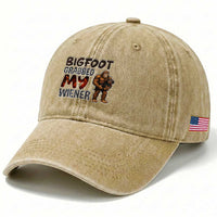 Bigfoot Grabbed My Wiener Washed Cotton Baseball Cap Funny Dog Lover Gift