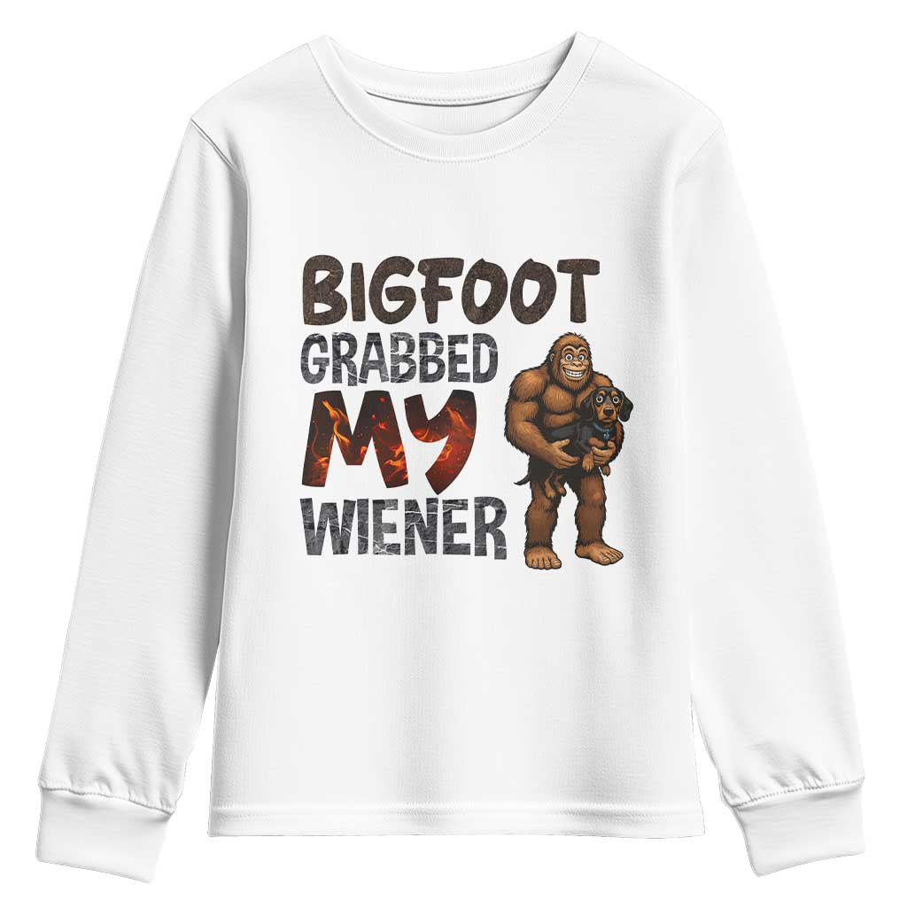 Bigfoot Grabbed My Wiener Youth Sweatshirt Funny Dog Lover Gift - Wonder Print Shop