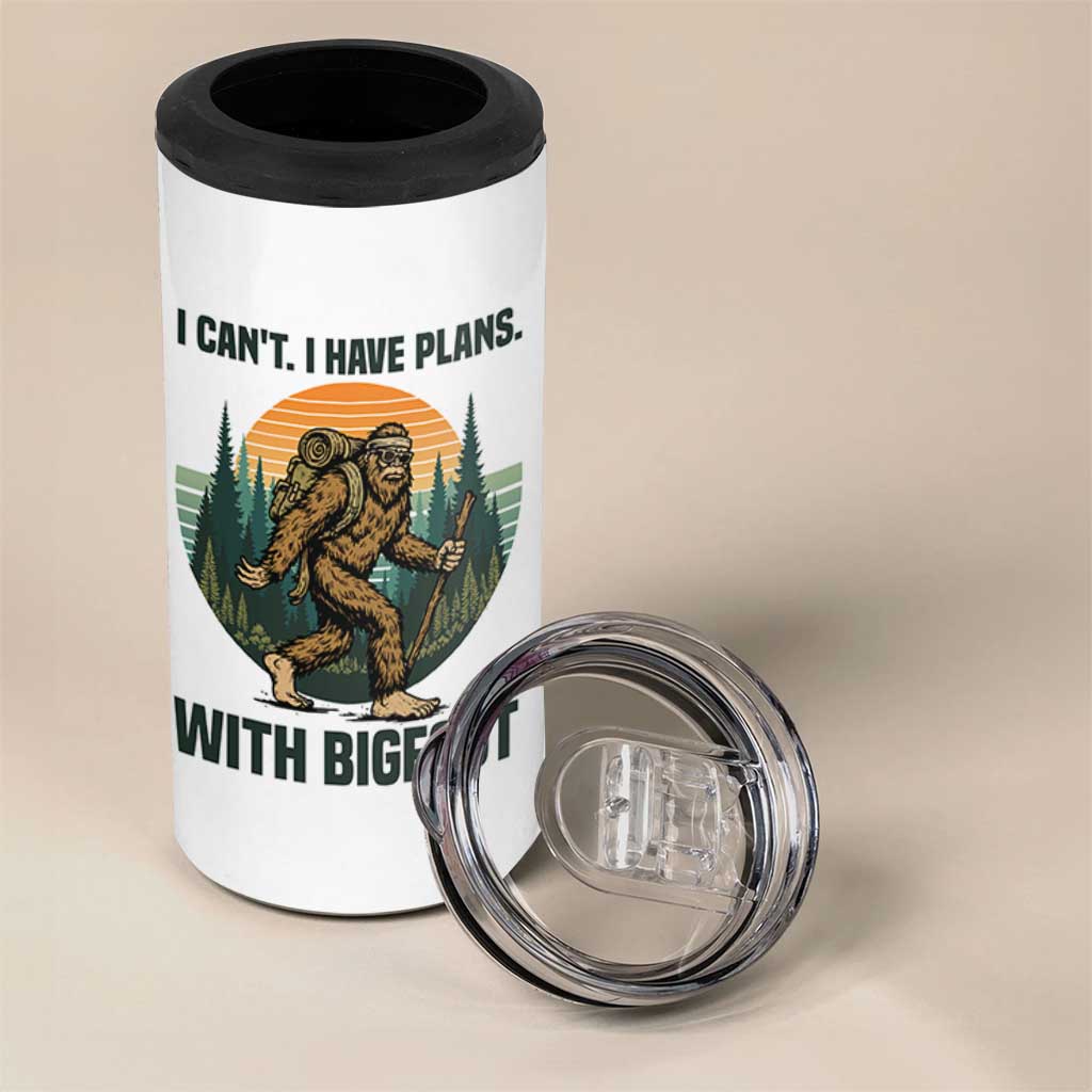 I Cant I Have Plans With Bigfoot 4 in 1 Can Cooler Tumbler Funny Cryptid Lover Gift