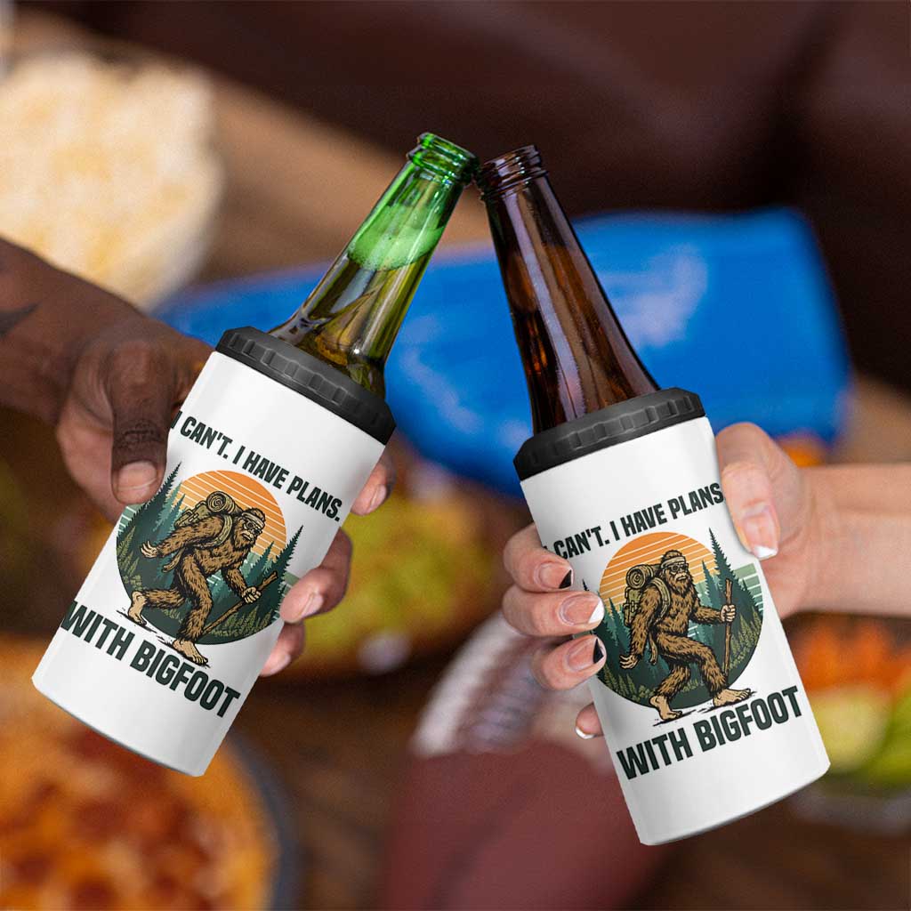 I Cant I Have Plans With Bigfoot 4 in 1 Can Cooler Tumbler Funny Cryptid Lover Gift