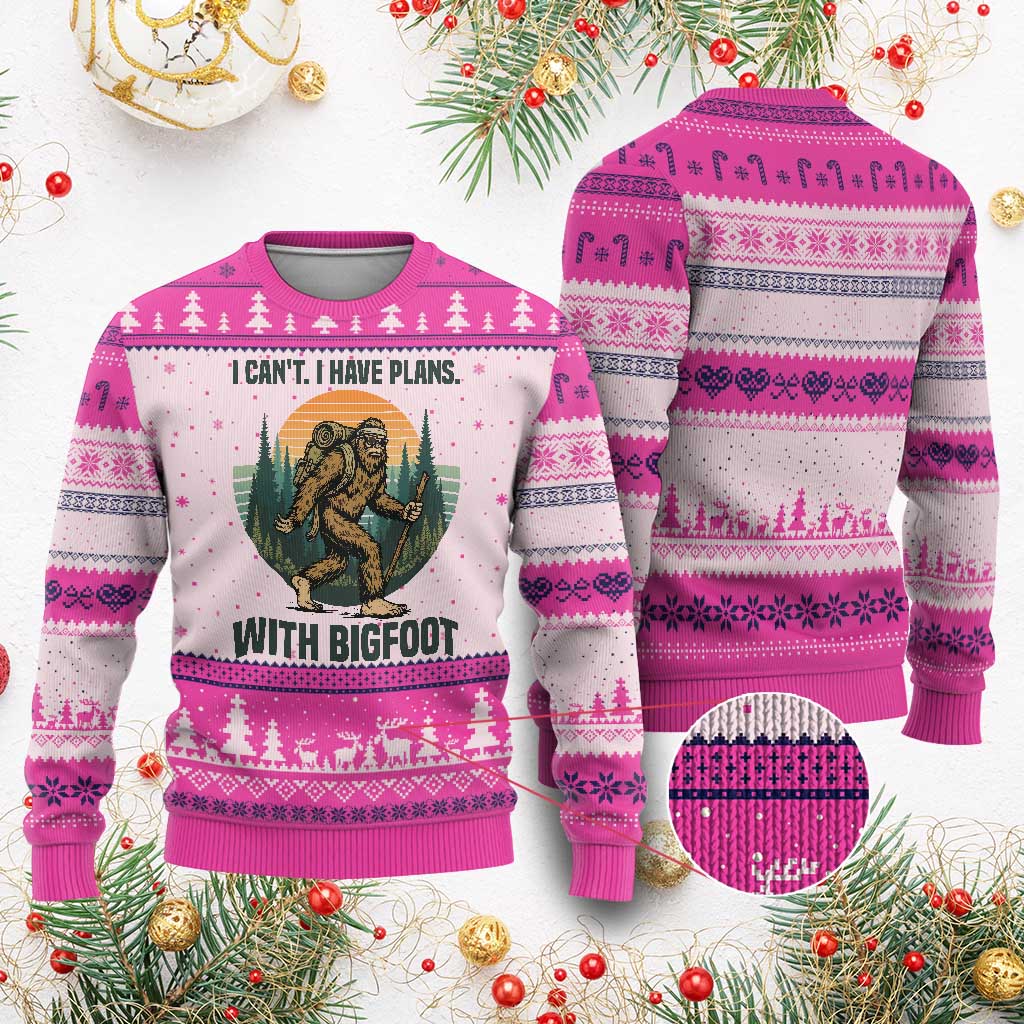 I Cant I Have Plans With Bigfoot Ugly Christmas Sweater Funny Cryptid Lover Gift - Wonder Print Shop