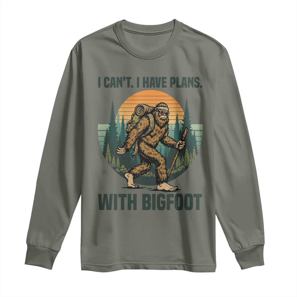 I Cant I Have Plans With Bigfoot Long Sleeve Shirt Funny Cryptid Lover Gift - Wonder Print Shop
