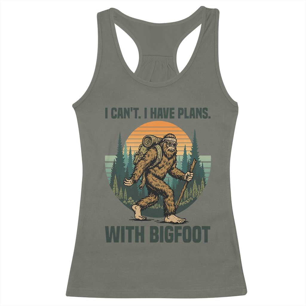 I Cant I Have Plans With Bigfoot Racerback Tank Top Funny Cryptid Lover Gift - Wonder Print Shop