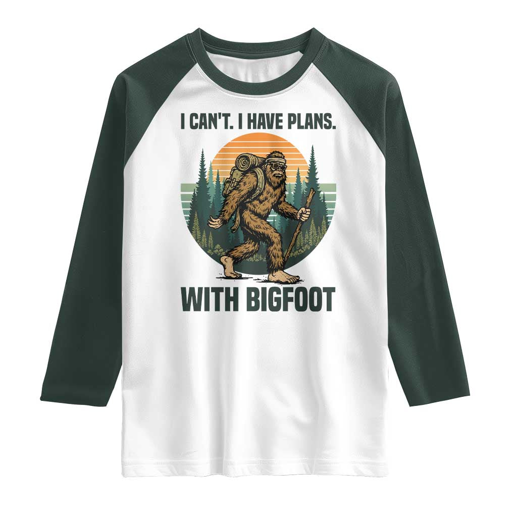 I Cant I Have Plans With Bigfoot Raglan Shirt Funny Cryptid Lover Gift - Wonder Print Shop