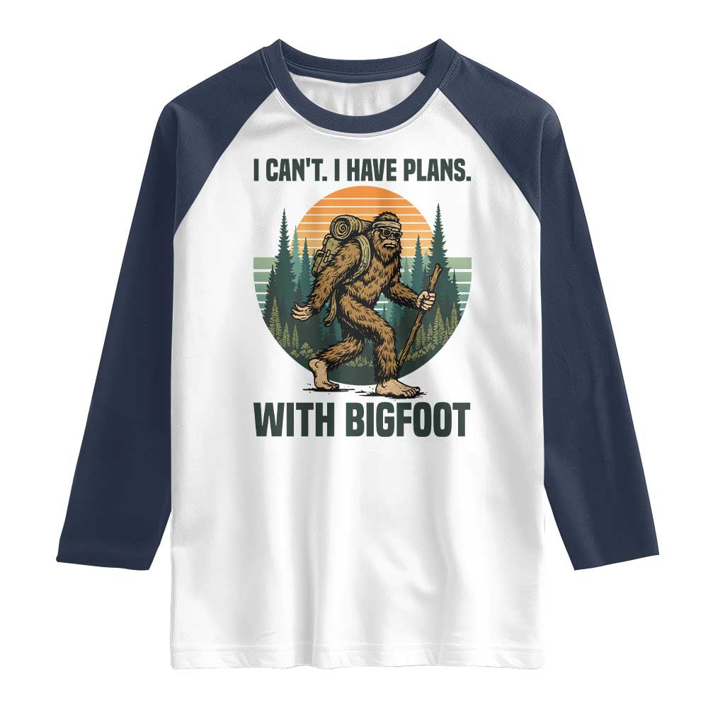 I Cant I Have Plans With Bigfoot Raglan Shirt Funny Cryptid Lover Gift - Wonder Print Shop