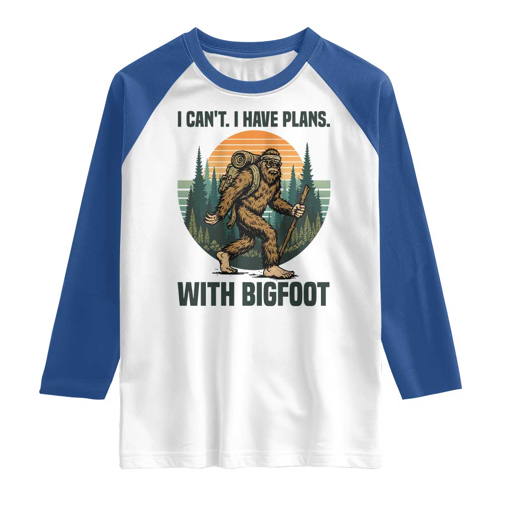 I Cant I Have Plans With Bigfoot Raglan Shirt Funny Cryptid Lover Gift - Wonder Print Shop